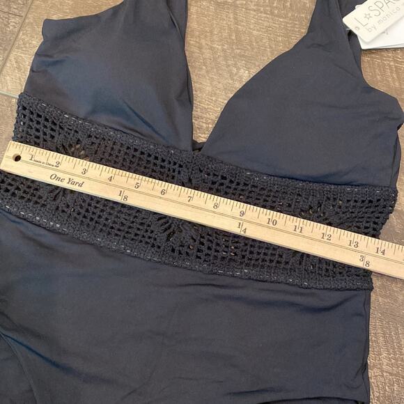 NWT L SPACE by Monica Wise Black One Piece Swim Suit Size 12 - Picture 9 of 14